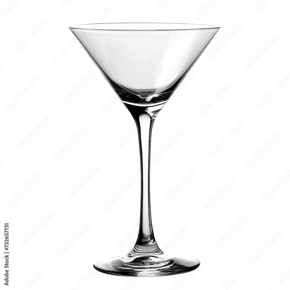 Empty martini glass on white or transparent background Empty martini glass on white or transparent background