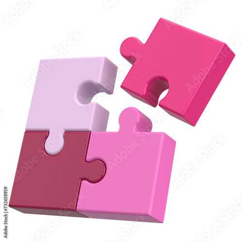 3D Puzzle. 3D Icon. 3D illustration.