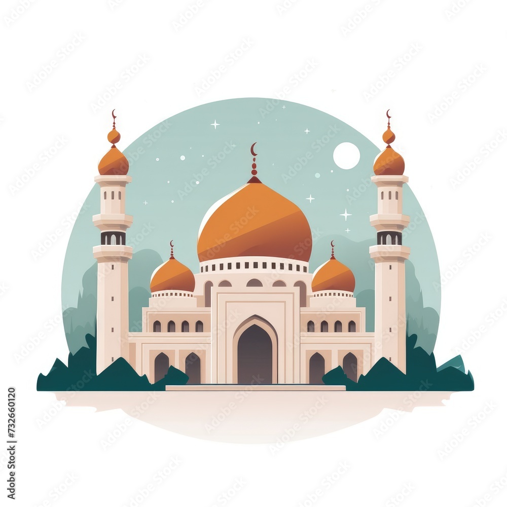 Flat background illustration for Islamic greeting card during Ramadan kareem celebration