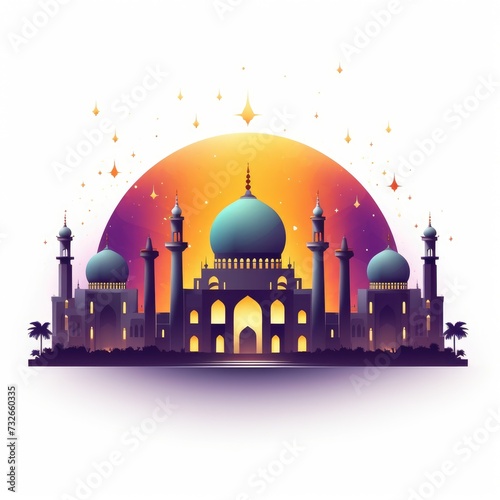 Flat style illustration background for Islamic greeting card in Ramadan kareem design