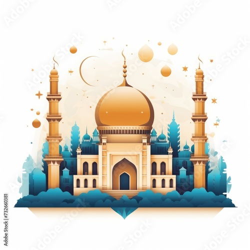 Background flat illustration for Islamic greeting card creation in Ramadan kareem style