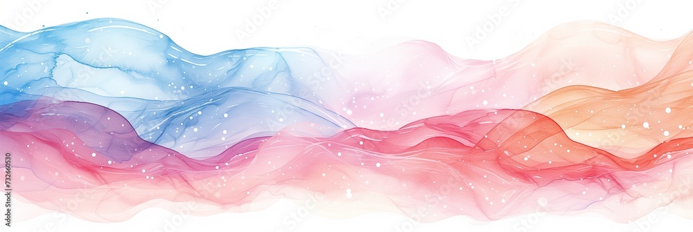 Abstract watercolor background with a spectrum of colors reminiscent of rainbow smoke, horizontal banner, print, wallpaper, screensaver