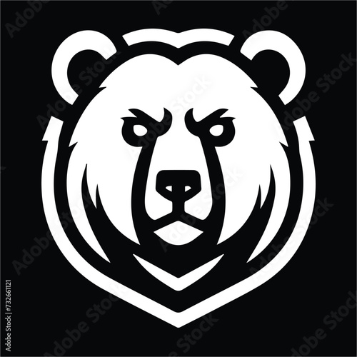 bear head , Bear head black and white logo illustration