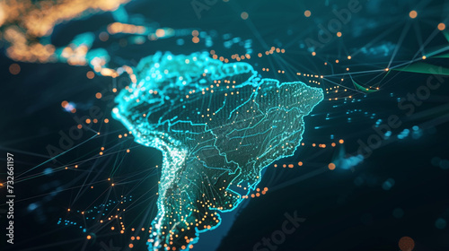 South American Digital Network Map - Data Transfer and Connectivity photo