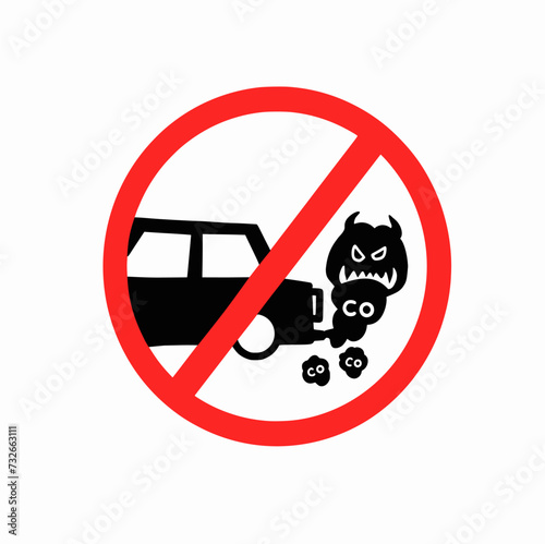 No idling warning sign, Risk of Carbon monoxide vector Illustration isolated on white background