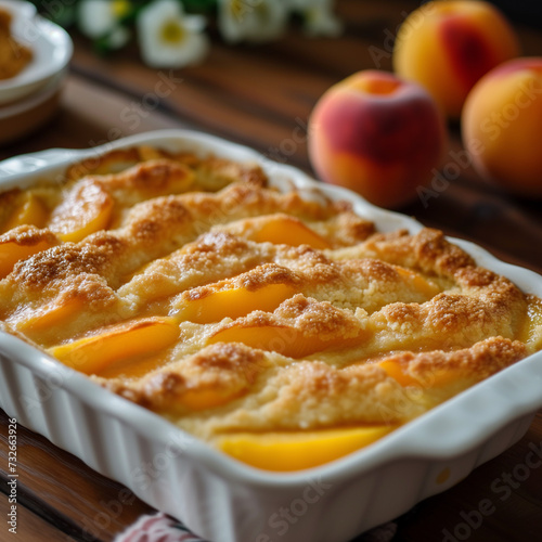 Delicious Peach Cobbler Scene