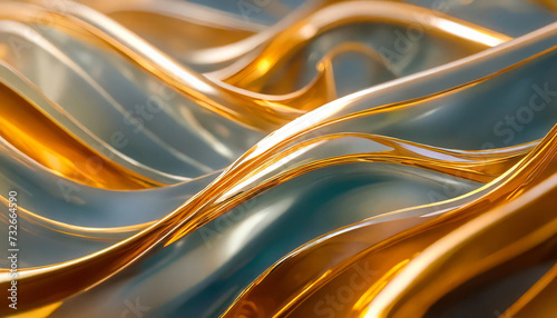 Vibrant abstract 3D waves on glossy surface, symbolizing fluidity and movement