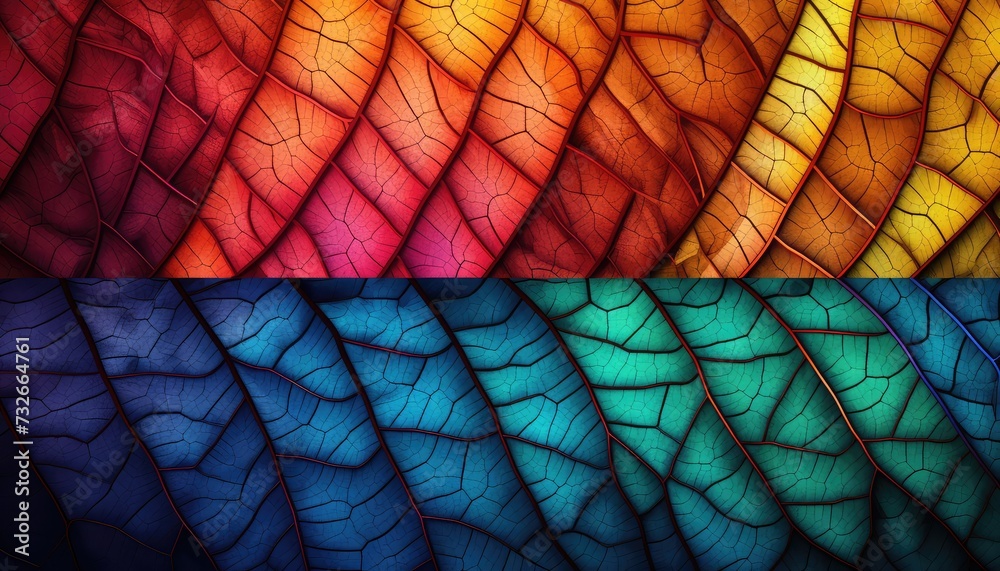 abstract design with colorful patterns on nature leaf