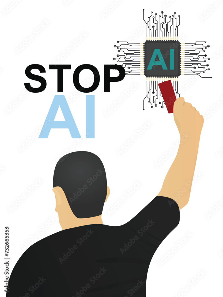 Artificial intelligence forbidden sign. vector Artificial intelligence forbidden sign. vector