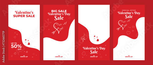 valentine day big sale discount social media post instagram stories template. editable instagram story collection 