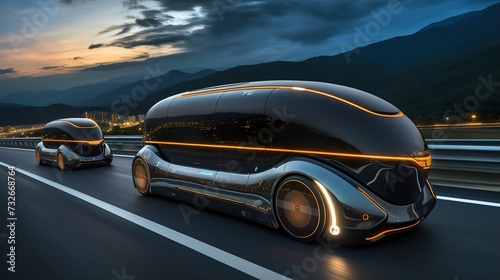 car on the road high tech futuristic vehicle 