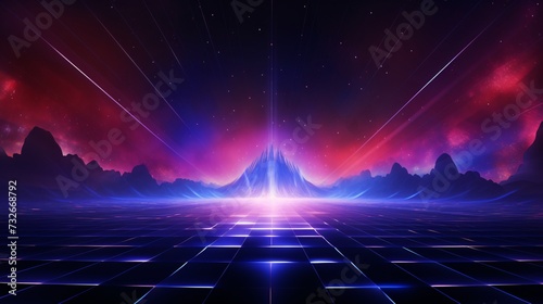 The background laser creates a captivating visual display, with vibrant beams of light cutting through the darkness,forming intricate patterns that dance across the space.there is ample room for text,