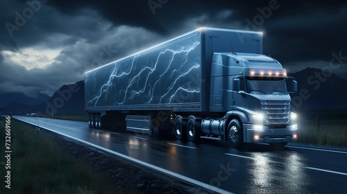 truck on the road high tech futuristic vehicle 