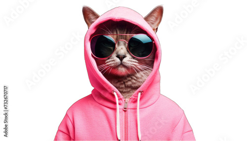 Cool cat wearing hoodie with sunglasses png
