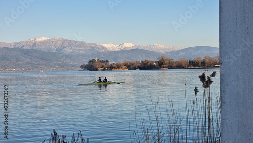 ioannina lake pamvotis winter in greece