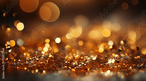 Background golden tone gradient Bokeh overlay abstract background bright creative, Crystals sparkle, shine and reflect light template luxurious festivals smooth texture, flowing curve wallpaper gold. © Sittipol 