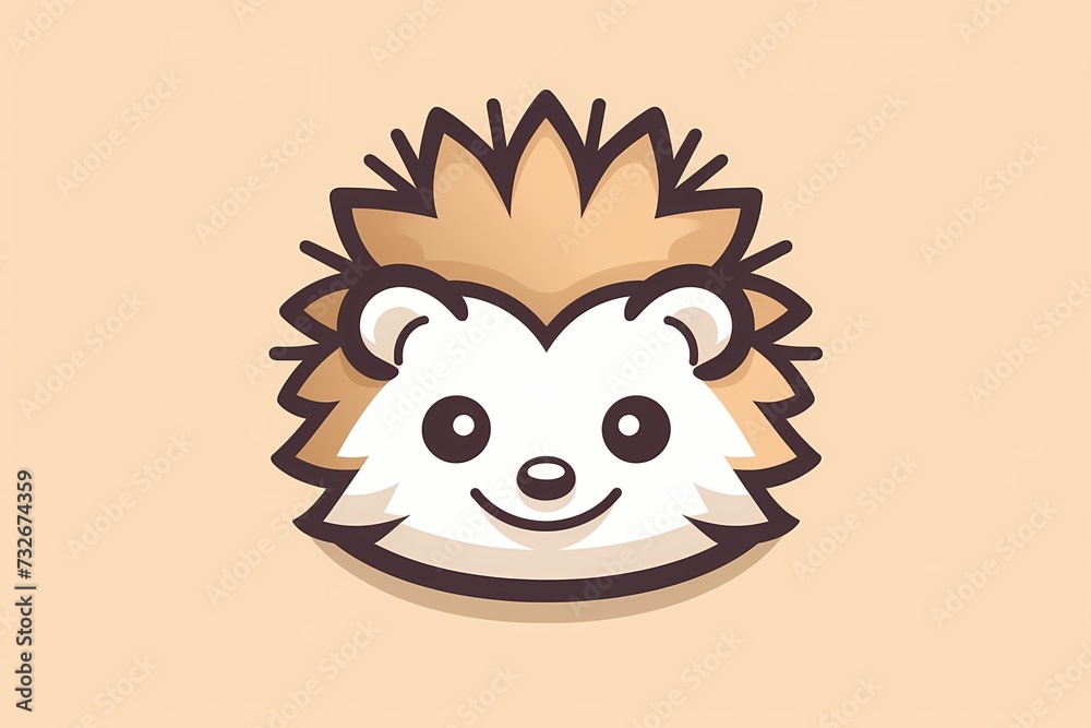 Charming hedgehog face logo with adorable features, perfect for a friendly and approachable brand, isolated on a clean and modern background