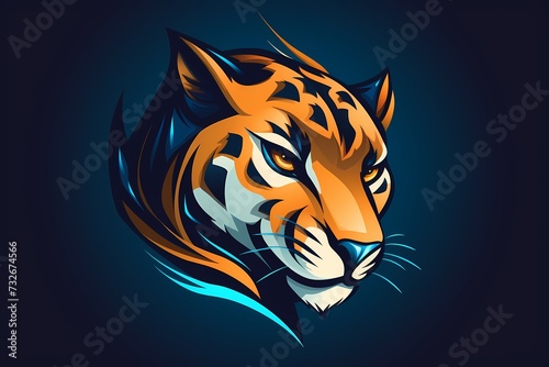 Dynamic cheetah face logo illustration with sleek lines, portraying speed and agility, showcased against a modern and vibrant background for a lively brand identity
