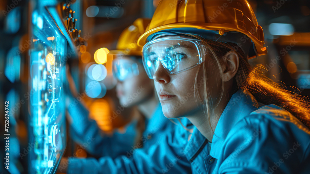 Industrial workers working in a factory. Industrial and technology concept. Industrial workers working in a factory. Industrial and technology concept.