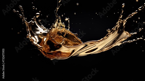 A golden splash isolated on a black background