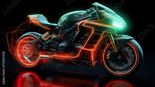 motorcycle on black high tech futuristic vehicle 