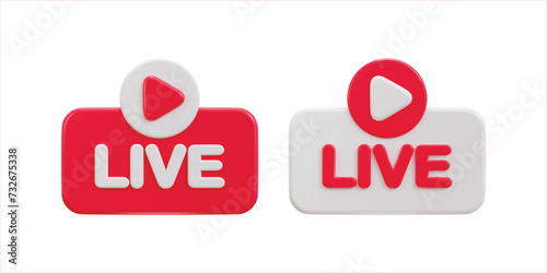 3d social media live streaming icon set