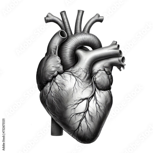 realistic heart sketch isolated on white