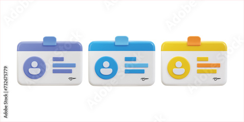 3d driver license, id card, plastic card icon vector illustration set