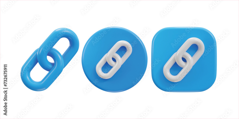 3d chain link, backlink, link icon set 3d chain link, backlink, link icon set