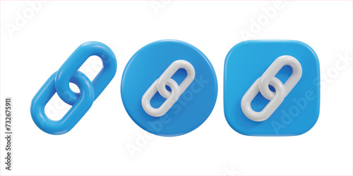 3d chain link, backlink, link icon set