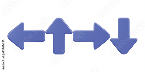 left right Up and down arrow icon on 3d rendering vector illustration set
