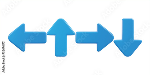left right Up and down arrow icon on 3d rendering vector illustration set