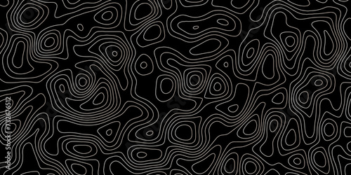 abstract white wave paper curved reliefs in black background. Topography map pattern, Geographic curved, vector illustration. seamless textrue, vintage wave. Panorama view multicolor wave curve line.