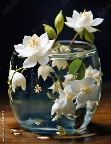 flowers in vase , vase with flowers, jasmine in vase, flowers in water 