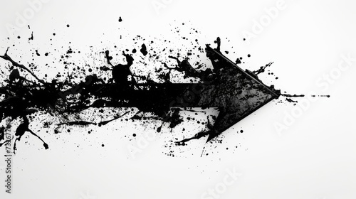 Arrow made of black paint splash on white background. Direction symbol photo