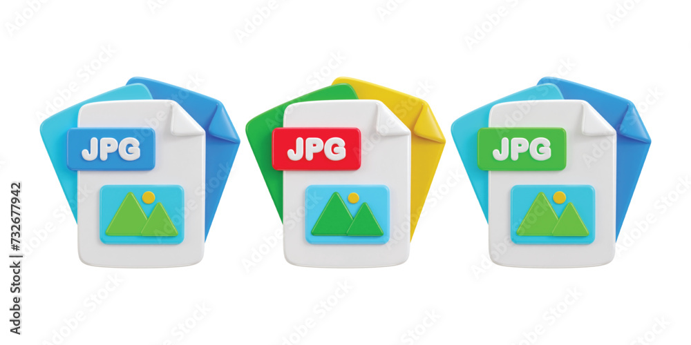 3d jpg file format icon vector illustration set 3d jpg file format icon vector illustration set