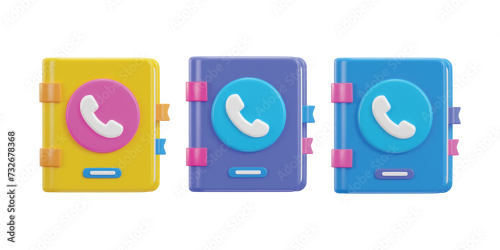 3d contact book icon vector illustration set 3d contact book icon vector illustration set