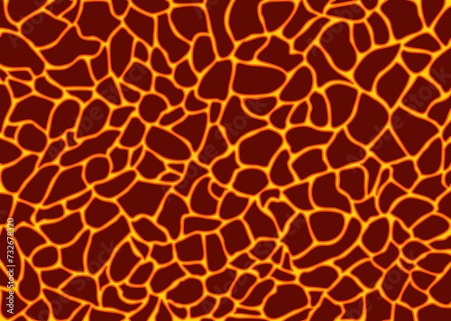 Magma or lava texture background, flat vector illustration