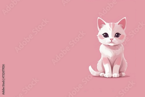cat vector art in isolated pink background