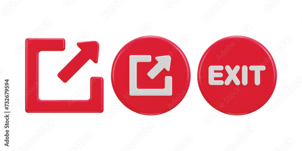 3d exit sign emergency icon vector illustration set 3d exit sign emergency icon vector illustration set