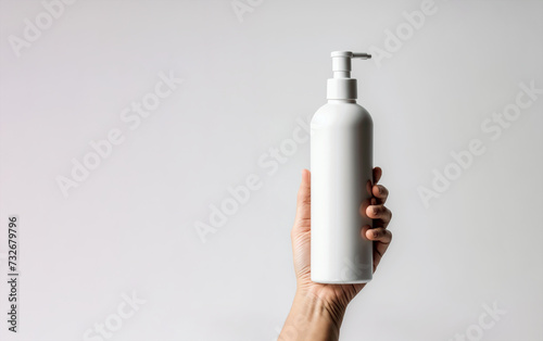 cosmetic mockup plastic bottle holding 