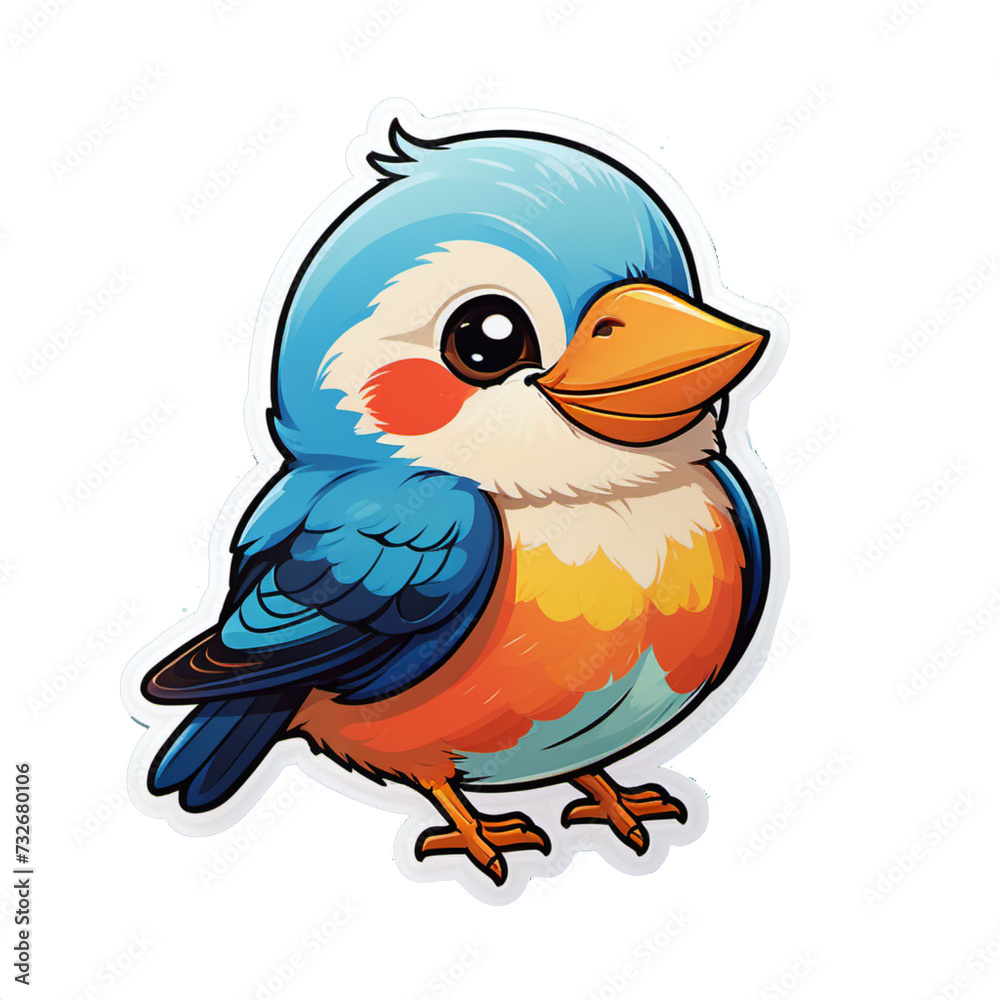 cute little bird sticker illustration cute little bird sticker illustration