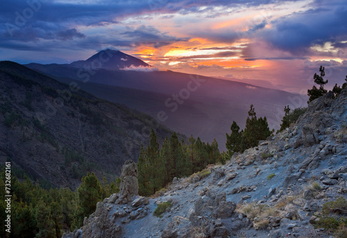 Spanien, Kanarische Inseln, Teneriffa, Pico del Teide, Nationalpark, Vulkan, Sonne