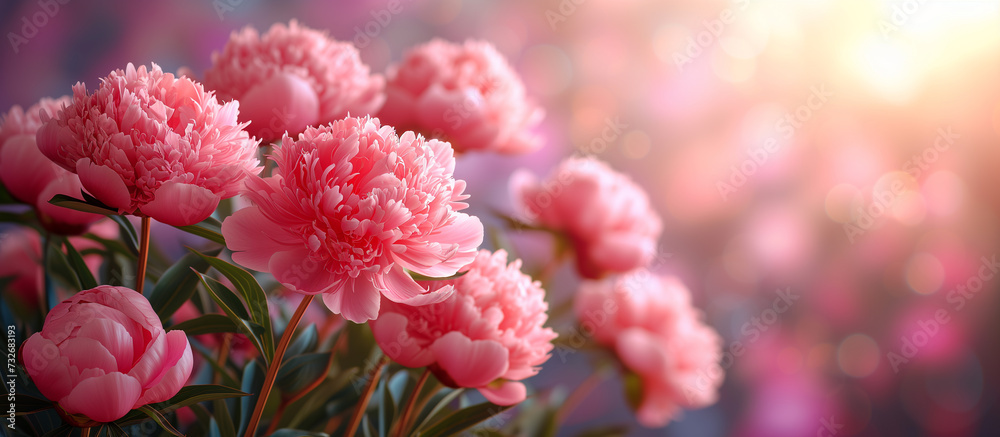 Pink peonies flower background. Floral wallpaper, banner. February 14, valentine's day, love, 8 march women's day theme. Mother's day.
Pink peonies flower background. Floral wallpaper, banner. February 14, valentine's day, love, 8 march women's day theme. Mother's day.