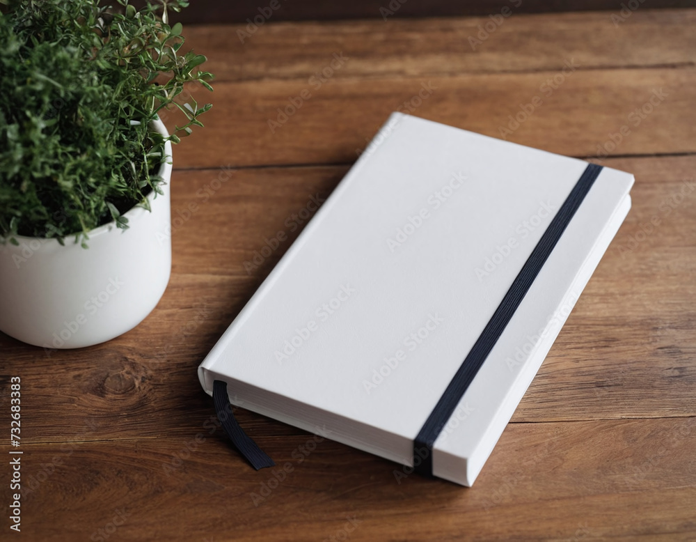 Fototapeta premium Blank white hardcover notebook mockup template