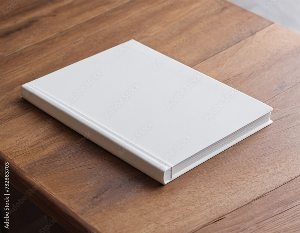 Blank hardcover book cover mockup template on wooden table Blank hardcover book cover mockup template on wooden table