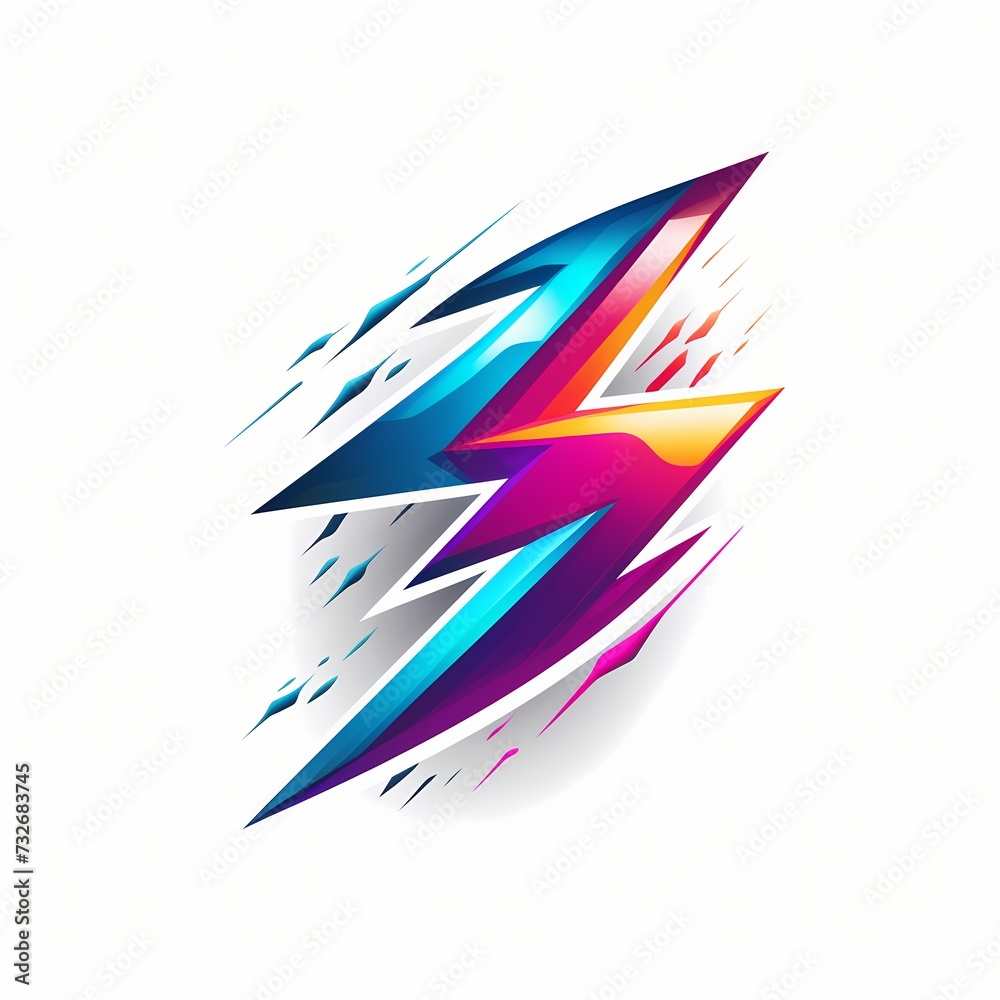 A dynamic lightning bolt logo, capturing energy and power, with jagged lines and vibrant colors, on a white background.