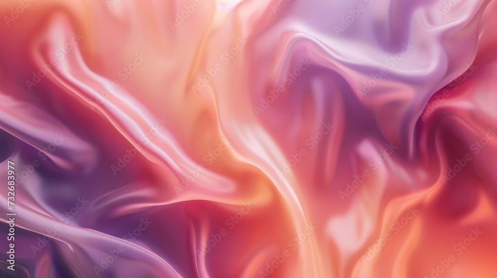 Obraz premium Abstract fluid wavy background in mix of pink, orange and purple colors. Silky texture