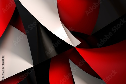 three-color geometric background of white black and red paper photo