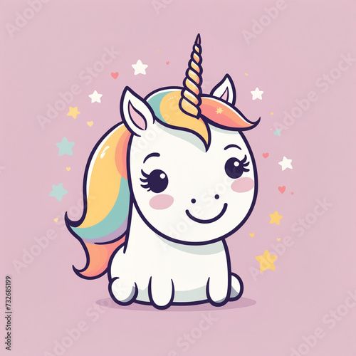 logo vector style icon of a cute unicorn isolated on a solid background, 